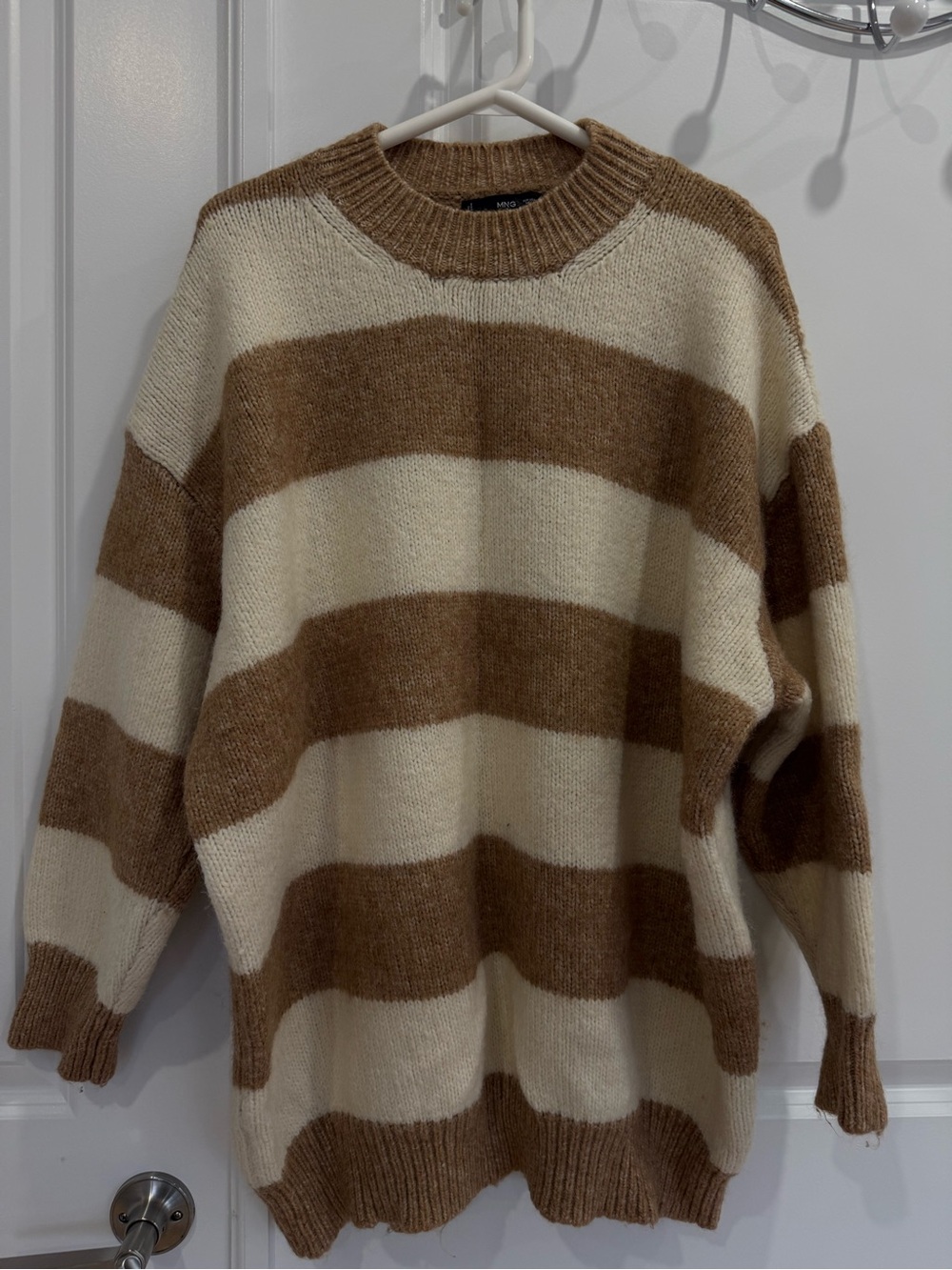 Plus Size MANGO Oversized Striped Crewneck Sweater